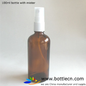 amber glass bottles with fine mist sprayers ribbed 